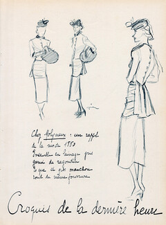 Croquis de la Dernière Heure, 1937 - René Gruau Molyneux, Jean Patou, Lucien Lelong, Chanel, Paquin, 4 pages