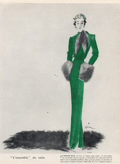 René Gruau 1937 Worth, Evening Gown