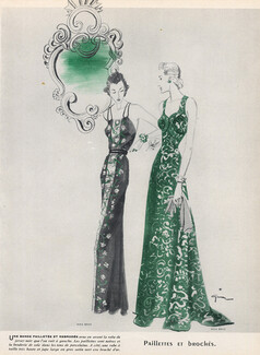 René Gruau 1937 Nina Ricci, Evening Gown