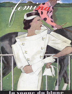 Pierre Mourgue 1933 Femina Cover, Marcel Rochas, Horse Racing