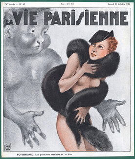 Georges Léonnec 1936 "Novembre, La Bise" North Wind, Nude