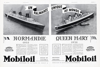 Mobiloil 1936 Normandie | Queen Mary, transatlantic liners