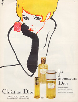 Christian Dior (Perfumes) 1966 René Gruau, Miss Dior, Diorissimo, Diorama