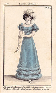 Le Journal des Dames et des Modes 1821 Costume Parisien N°1961