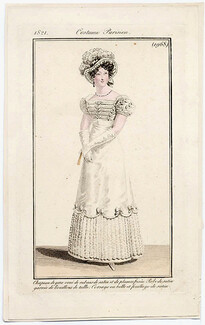 Le Journal des Dames et des Modes 1821 Costume Parisien N°1968