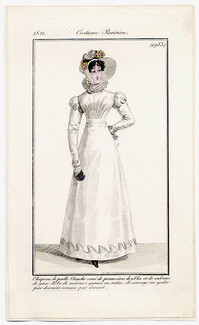 Le Journal des Dames et des Modes 1821 Costume Parisien N°1983