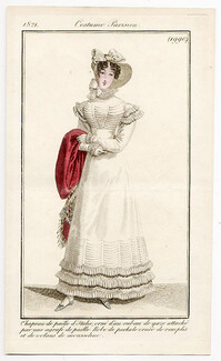 Le Journal des Dames et des Modes 1821 Costume Parisien N°1990
