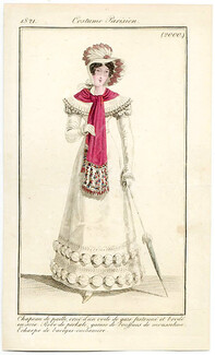 Le Journal des Dames et des Modes 1821 Costume Parisien N°2000