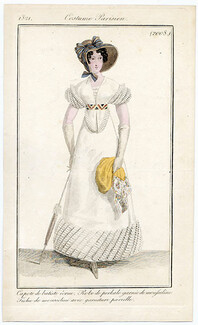 Le Journal des Dames et des Modes 1821 Costume Parisien N°2008
