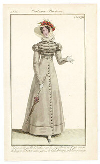 Le Journal des Dames et des Modes 1821 Costume Parisien N°2009