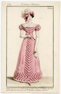 Le Journal des Dames et des Modes 1821 Costume Parisien N°2012