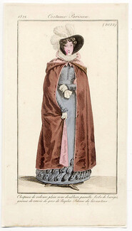 Le Journal des Dames et des Modes 1821 Costume Parisien N°2022
