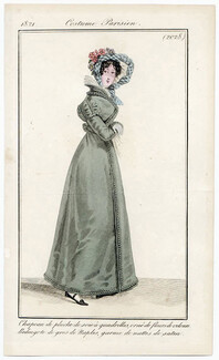 Le Journal des Dames et des Modes 1821 Costume Parisien N°2028