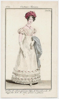 Le Journal des Dames et des Modes 1821 Costume Parisien N°2032