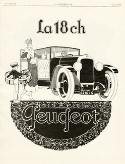 Peugeot (Cars) 1925 ''La 18 ch'', René Vincent Elegant Parisienne Bellhop