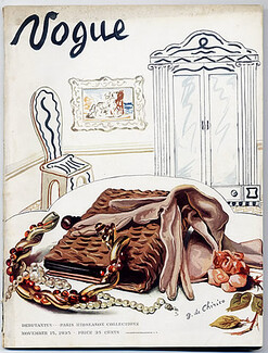 Vogue USA 1935 November 15th, Giorgio de Chirico, Chanel, Ruth Grafstrom, Jay Thorpe, Eric, René Bouët-Willaumez, Cecil Beaton
