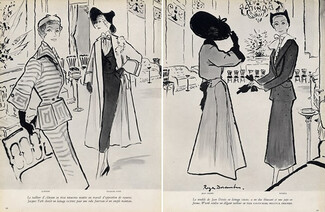 Roger Descombes 1950 Alwynn, Fath, Dessès & Worth Fashion Illustration