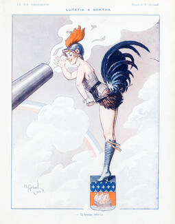 Henry Gerbault 1918 ''Lutetia à Bertha'' Lutece Cockerel Costume Disguise Marianne