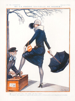 Georges Pavis 1924 Shoeshine Boy, Elegant Parisienne