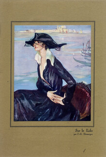 Jean-Gabriel Domergue 1922 "Sur le Lido", Elegant, Gondole De Venise