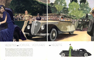 Renault - Concours d'élégance féminine en automobile 1935 Mrs Argentina, Mlle Ozeray... 6 illustrated pages, 6 pages