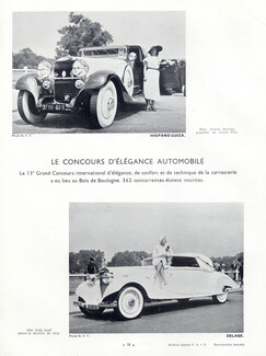 "Concours d'élégance en automobile" 1934 Hispano Suiza, Delage, Simone Berriau & Betty Spell
