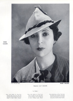 Rose Valois (Millinery) 1934 Madame Lily Daché as model