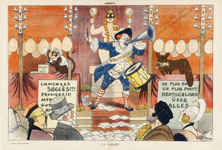 Albert Guillaume 1915 La Parade, Circus, Monkey, Margarete Topless, Deutschland über alles