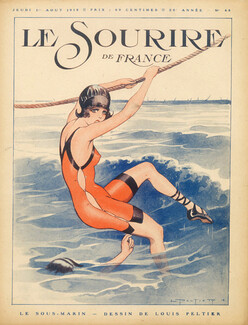 Louis Peltier 1918 "Le sous-Marin" Bathing Beauty, Swimmer
