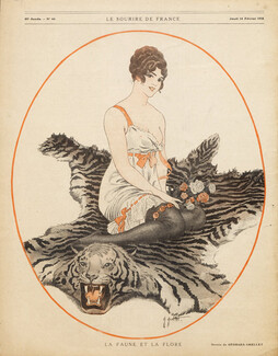 Georges Grellet 1918 "La Faune et la Flore" "The Fauna and the Flora" Tiger skin rug