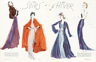 Jean-Gabriel Domergue 1936 Evening Gown, Jean Patou, Maggy Rouff, Molyneux, Jeanne Lanvin