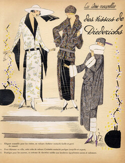 Diederichs (Fabric) 1923 ''Les Idées Nouvelles de la Mode'' Fashion Art Deco Pochoir ''Tres Parisien''