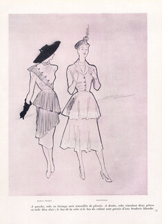 Marcel Rochas & Balenciaga 1947 Dresses René Gruau