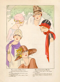 Jane Blanchot (Millinery) 1925 AGB (Art Goût Beauté) Marie Crozet, Fashion illustration (hats), pochoir