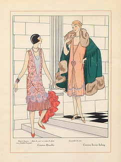 Lucien Lelong 1926 AGB (Art Goût Beauté), Doeuillet, evening gowns, pochoir