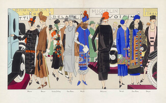 Worth 1924 AGB (Art Goût Beauté) Salon de l'Auto, Motor Show, Doucet, Lucien Lelong, Molyneux, Jean Patou, pochoir