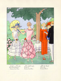Jean Patou, Doucet 1924 AGB (Art Goût Beauté) Summer dresses, Pochoir