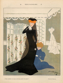 Portalez 1907 "Veuve inconsolable", Fitting, Mourning dress, Widow