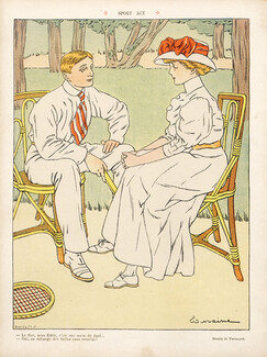 Edouard Touraine 1908 Flirting, Tennis Players