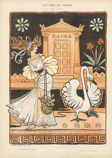 Lucien Métivet 1896 "Les Belles Dames" Leda, Swan