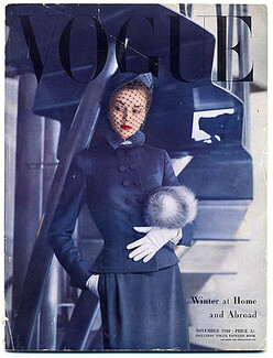 British Vogue November 1948 Winter at Home and Abroad, Carl Erickson, Schiaparelli, Balenciaga, Christian Dior