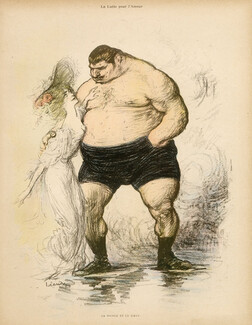 Charles Léandre 1902 "La lutte pour l'Amour" Wrestler