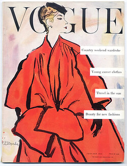 Vogue (British) 1954 January, René Bouché, Revillon, Marc Bohan, Balenciaga