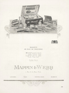 Mappin & Webb 1921 "Mallette de voyage en peau de crocodile" toiletries Bag