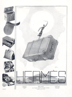Hermès (Luggage) 1926 Toiletries Bag, Saddle, Suitcase, Georges Lepape (Small Version)