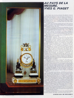 Au pays de la mesure, Yves G. Piaget, 1982 - Watchmaking, workshop, business life, Photo Henry Clarke, Texte par Esmeralda de Belgique, 6 pages
