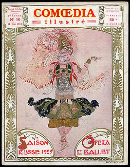 Comoedia Illustré 1909 n°10 Ballets Russes, Russian Ballets, Léon Bakst, Vaslav Nijinsky, Tamara Karsavina, Anna Pavlova, 32 pages