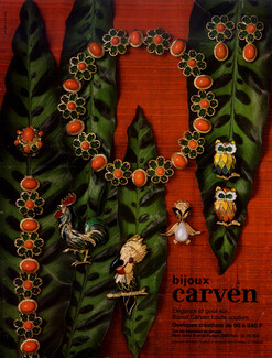 Carven (Jewels) 1973 Necklace, Bracelet, clips