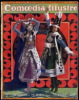 Comoedia Illustré 1912 n°17 Ballets Russes, "Dieu Bleu", "Thamar", Léon Bakst, Tamara Karsavina, Vaslav Nijinsky
