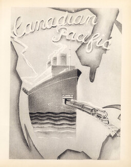 Canadian Pacific 1928 Transatlantic Liner, Lithograph PAN P.Poiret, Yan Dyl